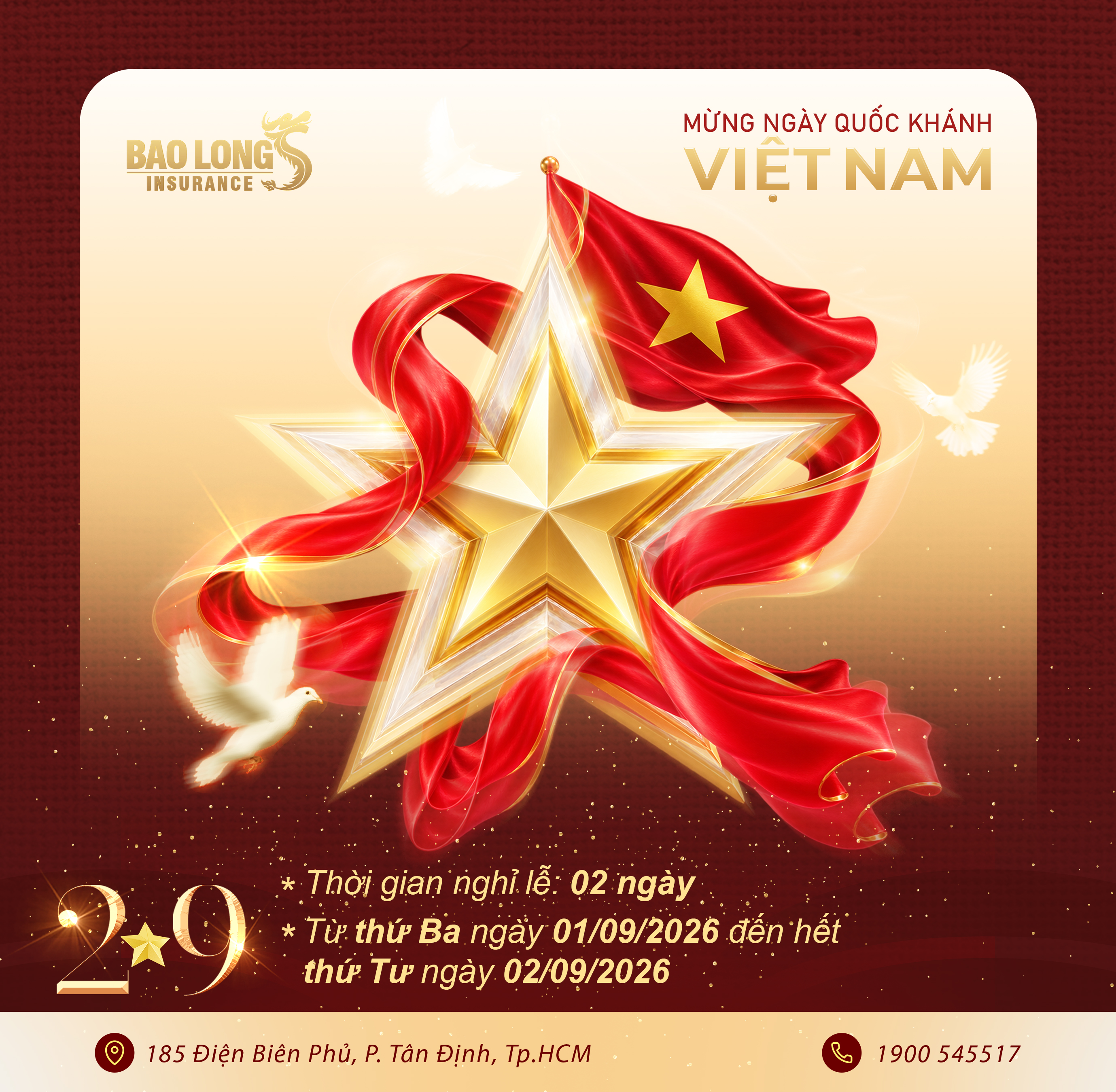 Thông báo về việc nghỉ lễ Quốc Khánh Việt Nam 2026